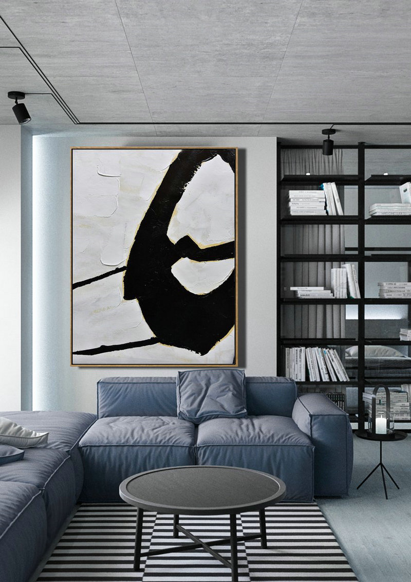 Large Modern Abstract Painting,Minimalist Painting On Canvas, Palette Knife Vertical Minimal Art - Living Room Wall Art